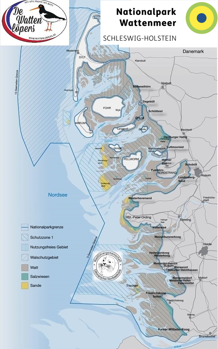 Karte Schleswig- Holstein Wattwanderung